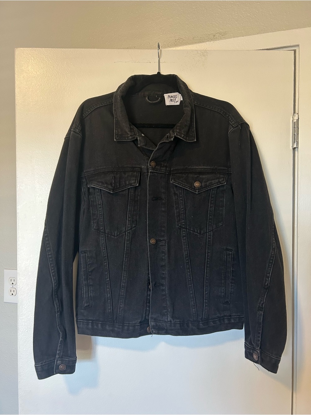 Princess Polly Black Oversized Denim Jacket